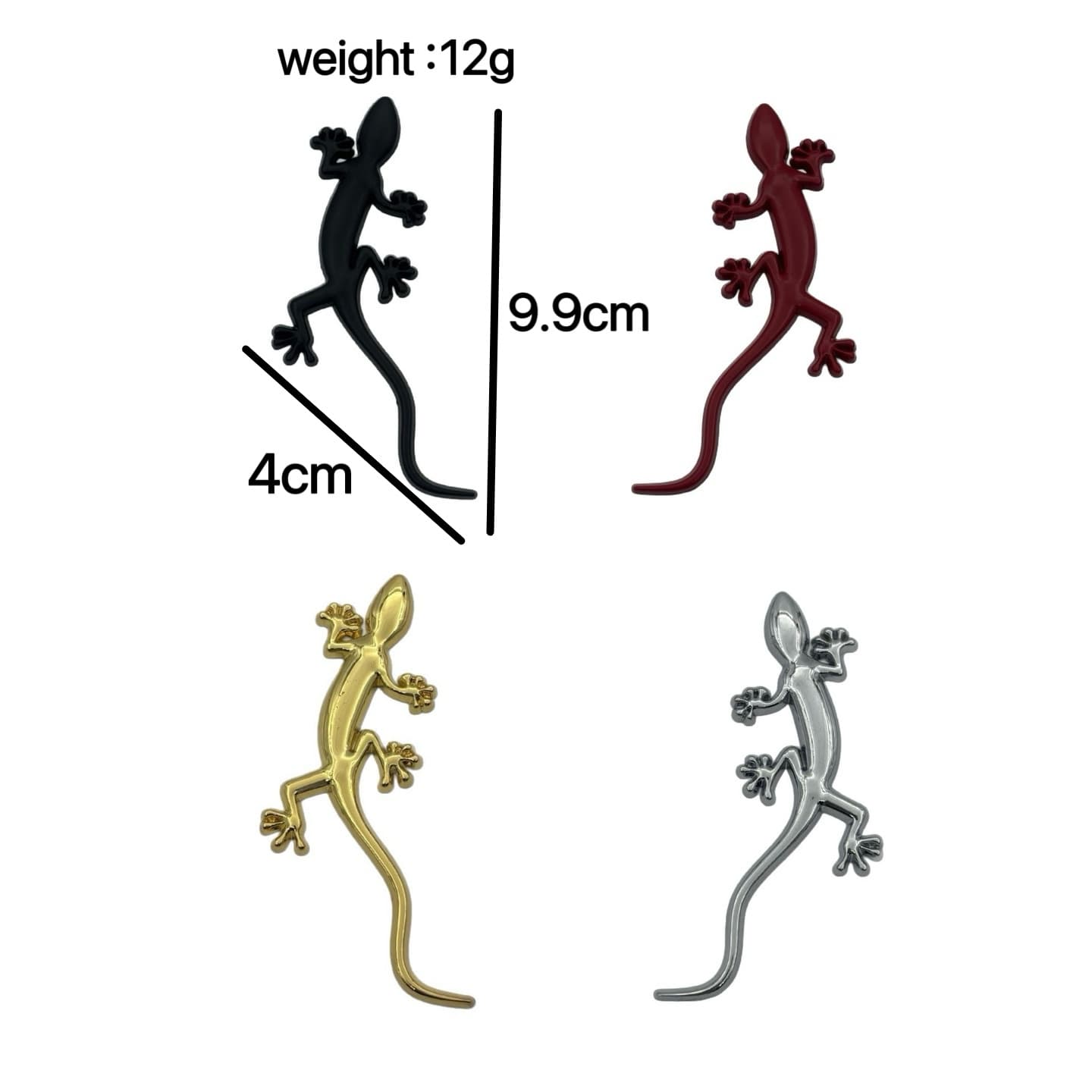 Car Personality Fun Decorative Gecko Sticker Metal Modified Small Gecko Body Sticker Protection Car Emblem Tail Badge Sticker