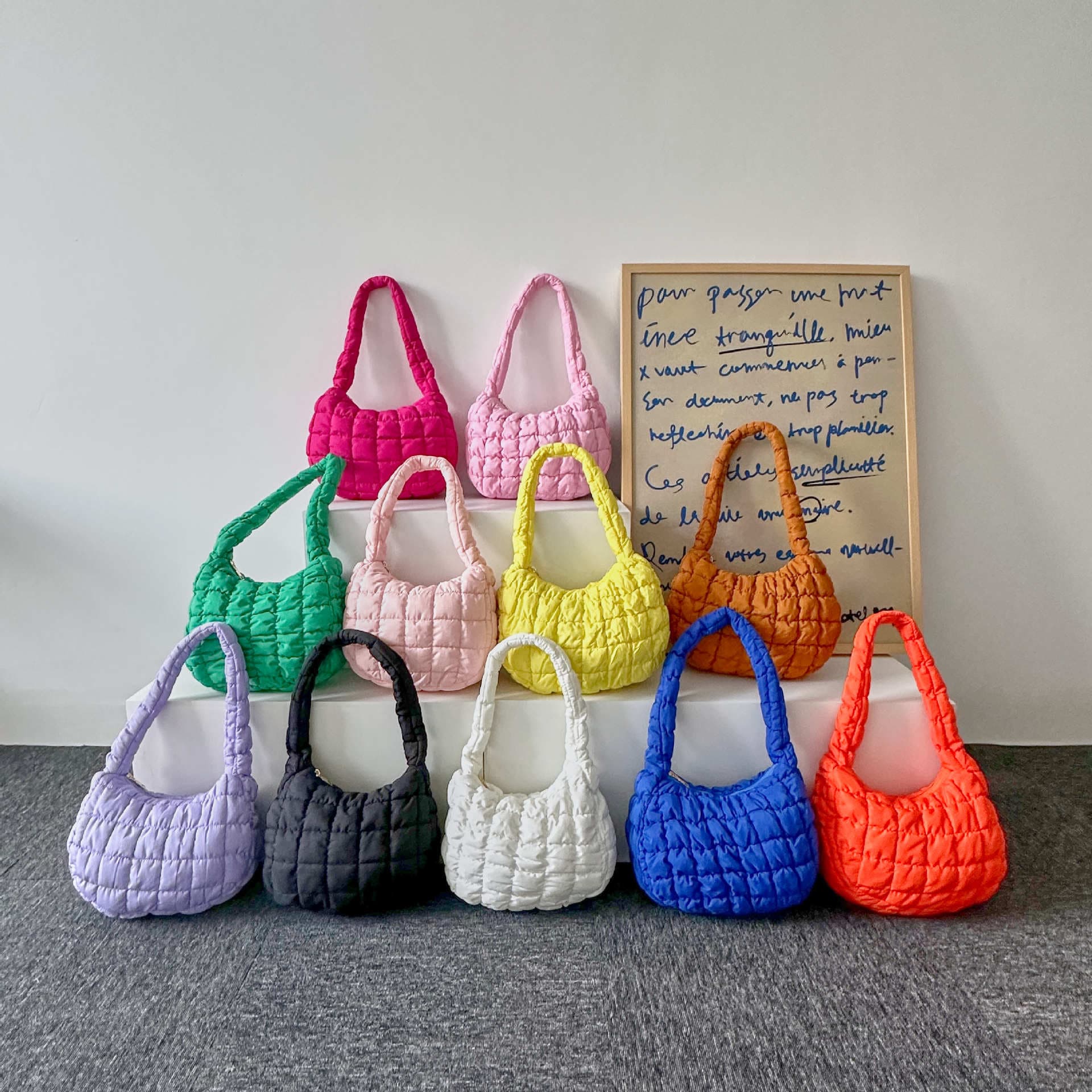 Street Style Down Jacket Bag Underarm Bag Large Capacity Folded Bubble Bag Single Shoulder Cotton Coat Bag Cos Cloud Bag