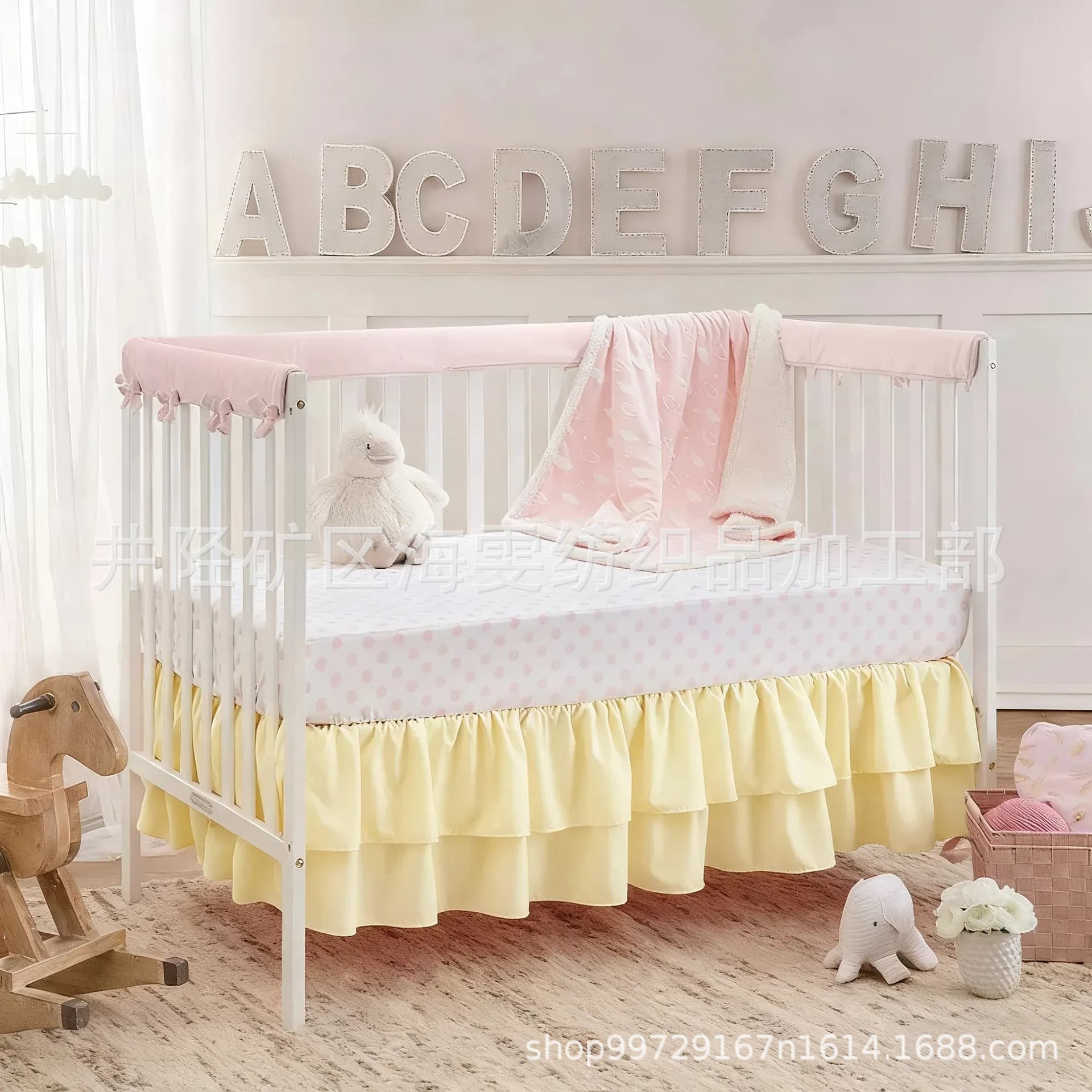 Cross-border Double Layer Ruffle Crib Skirt Baby Bed Dust Cover