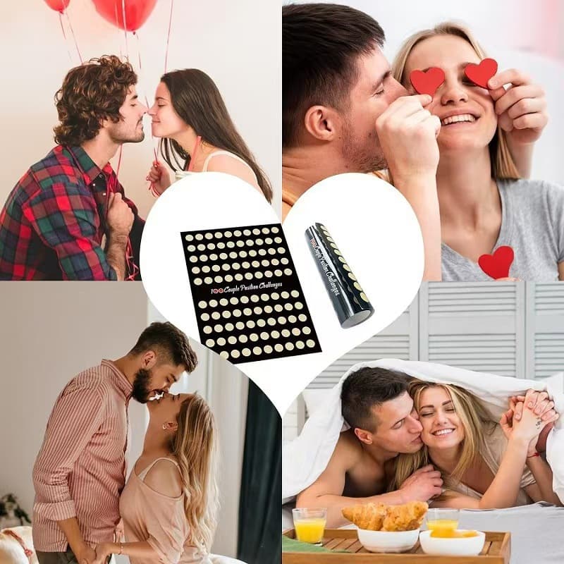 Cross-border Valentine's Day Gift Scratch-off Poster with 100 Spots for Check-in Challenge, Date Scratch-off Couple's Gift