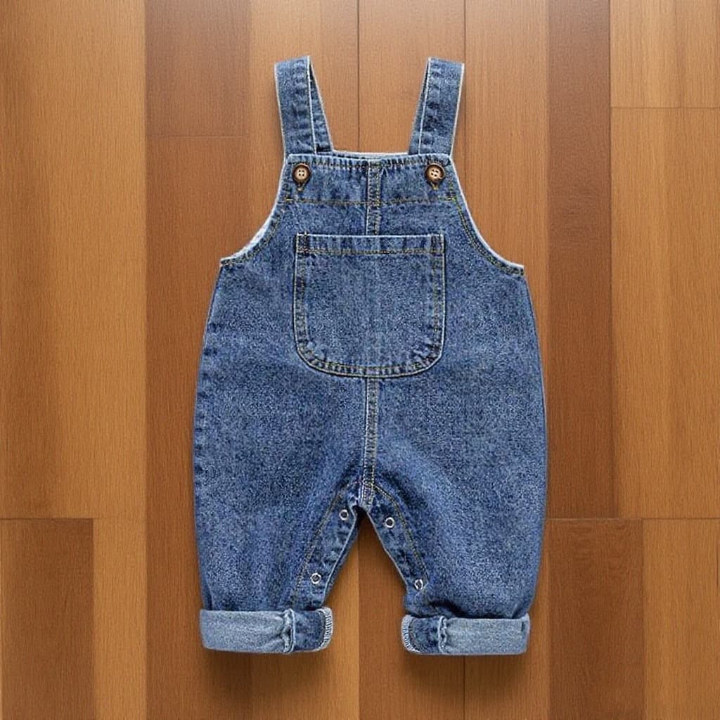 Spring and Autumn Cotton Soft Suspender Pants for 1-3 Year Old Boys and Girls, Baby Denim Overalls