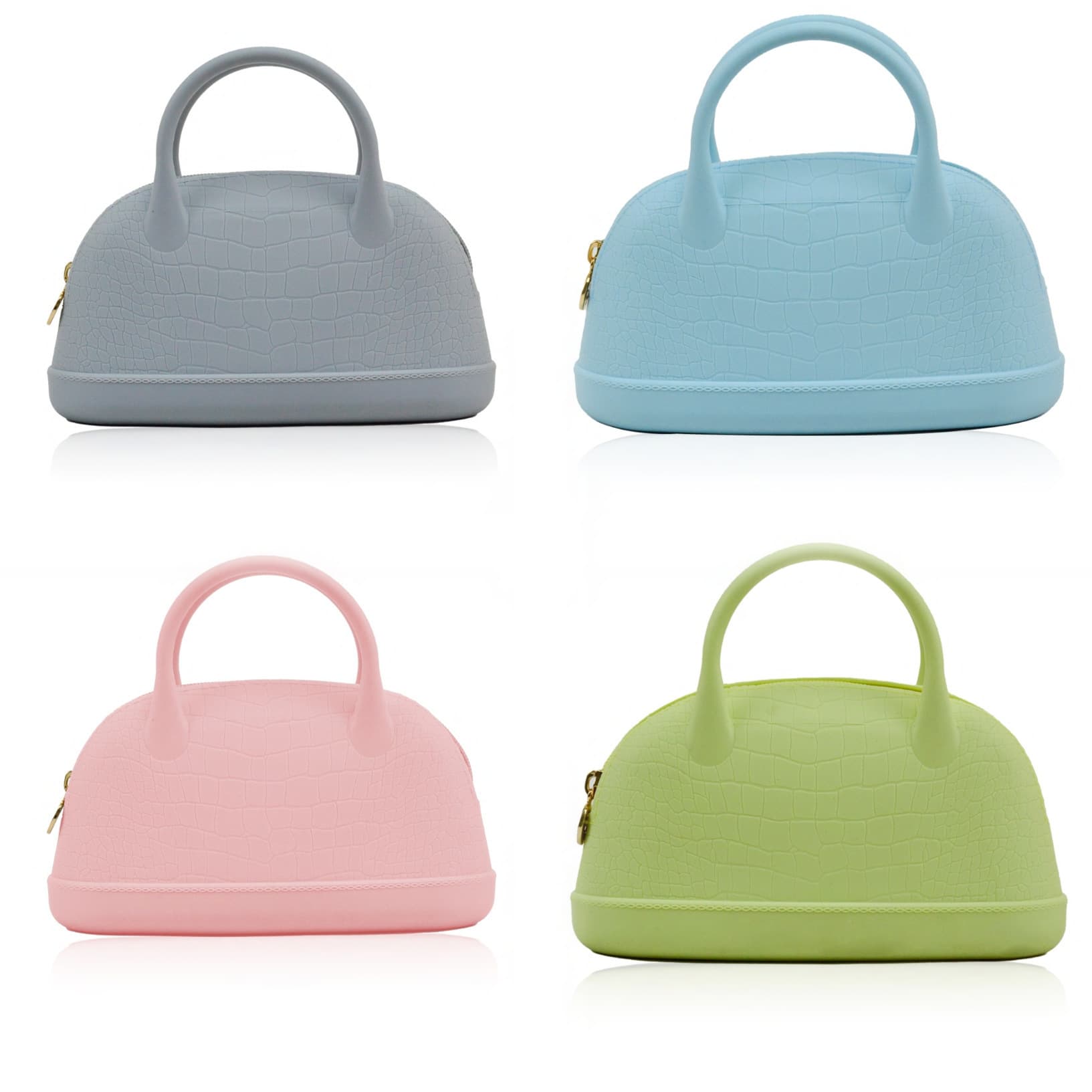 Stylish Portable Silicone Makeup Bag Waterproof Wear-Resistant Crocodile Pattern Clutch Organizer Key Pouch Toiletry Bag