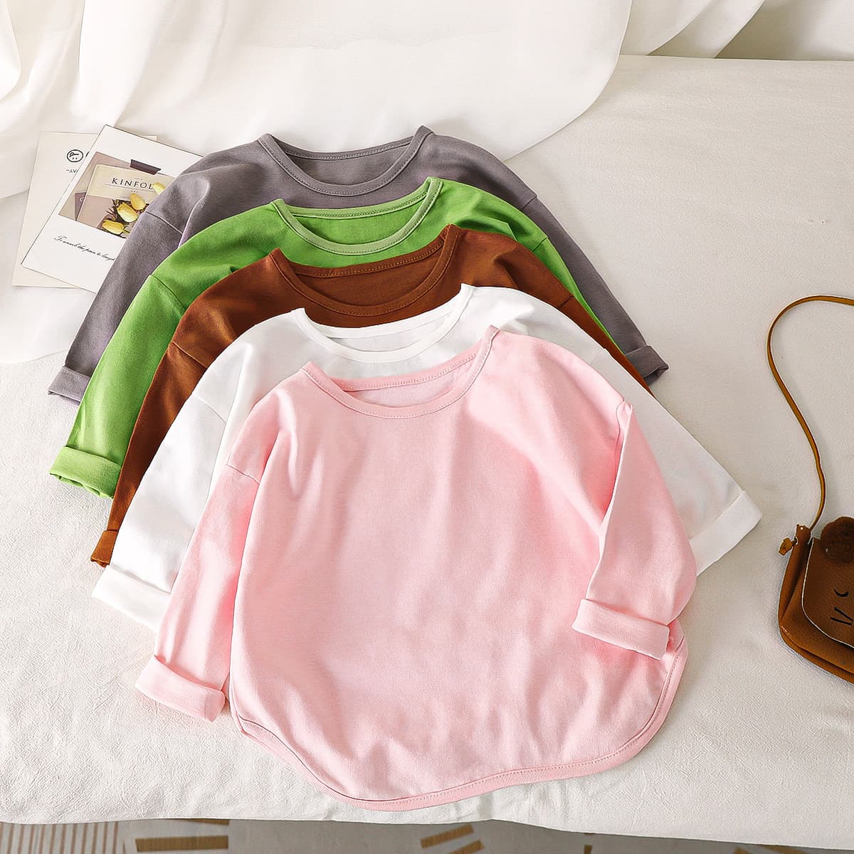 Children's Long Sleeve T-Shirt Pure Cotton Korean Style 2024 Autumn Girls Top Baby Undershirt Wholesale