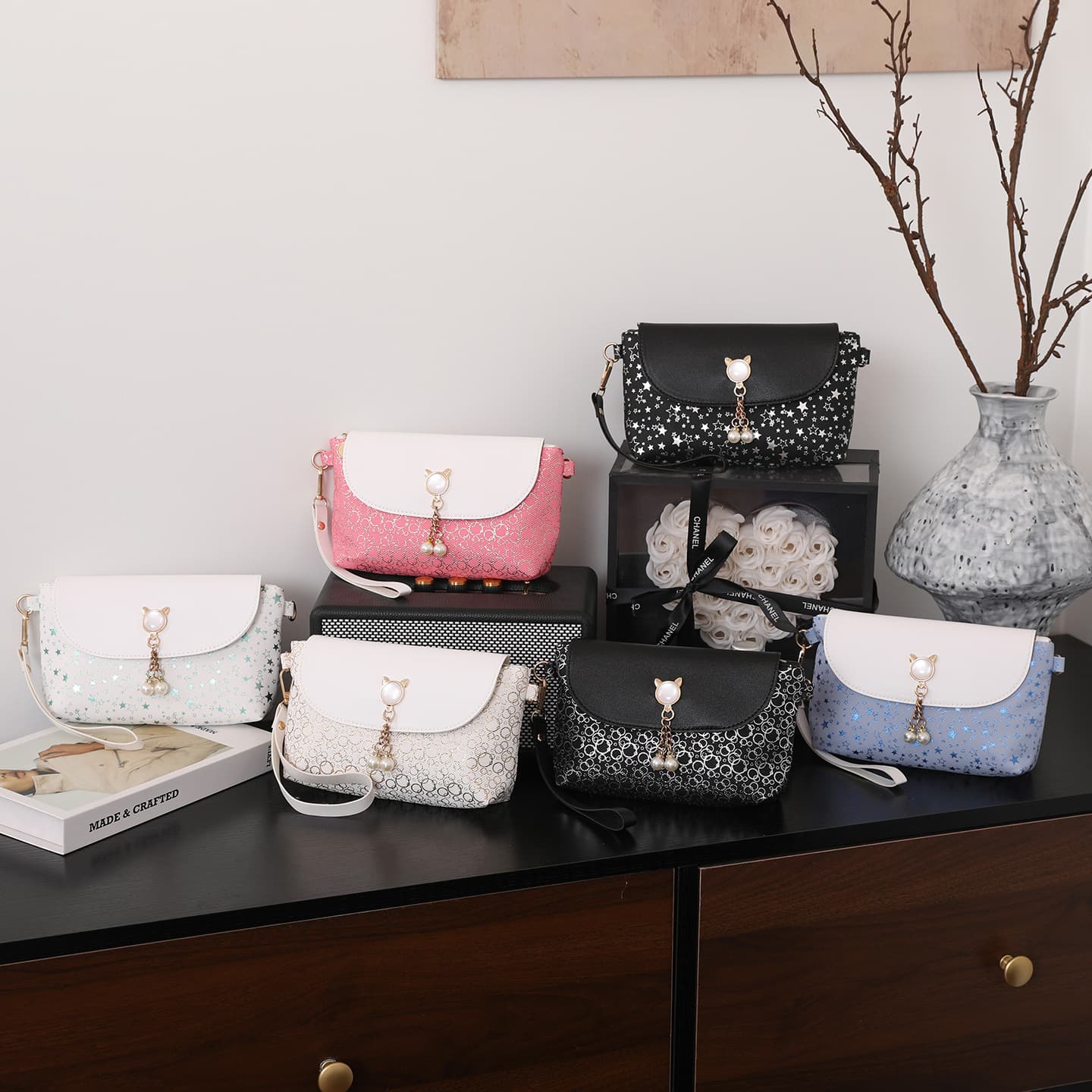 Printed Sequin Pearl Bag 2026 Ladies Bag Wholesale Small Bag Fashion Handbag Personalized Single Shoulder Chain Bag