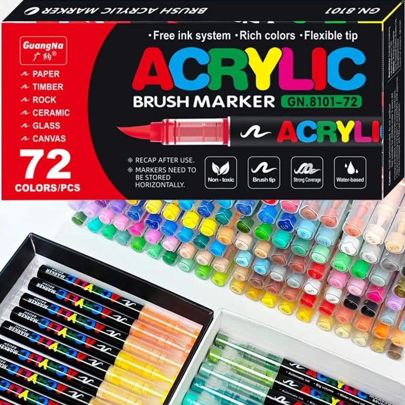 72 Colors Acrylic Paint Pens Markers Brush Tip Paint Markers