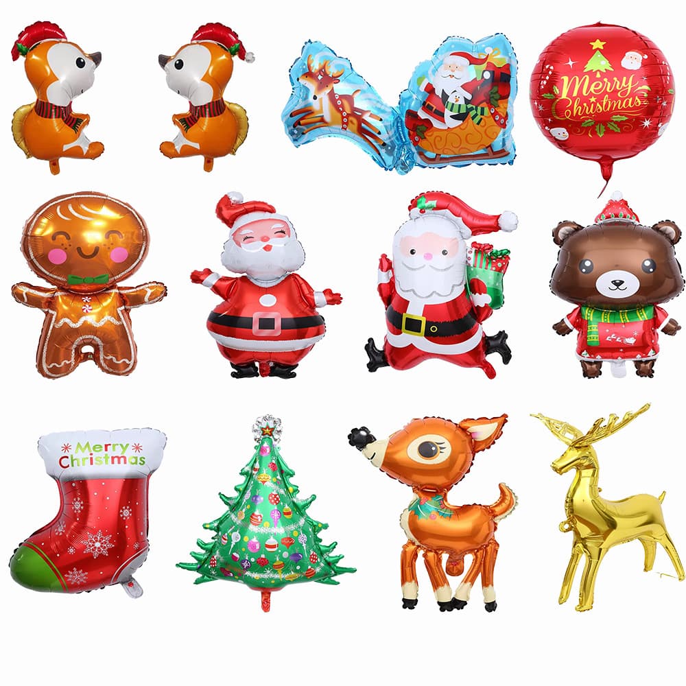 Christmas Aluminum Foil Balloons School Classroom Decorations Santa Claus Balloons New Year's Day Party Scene Decorations