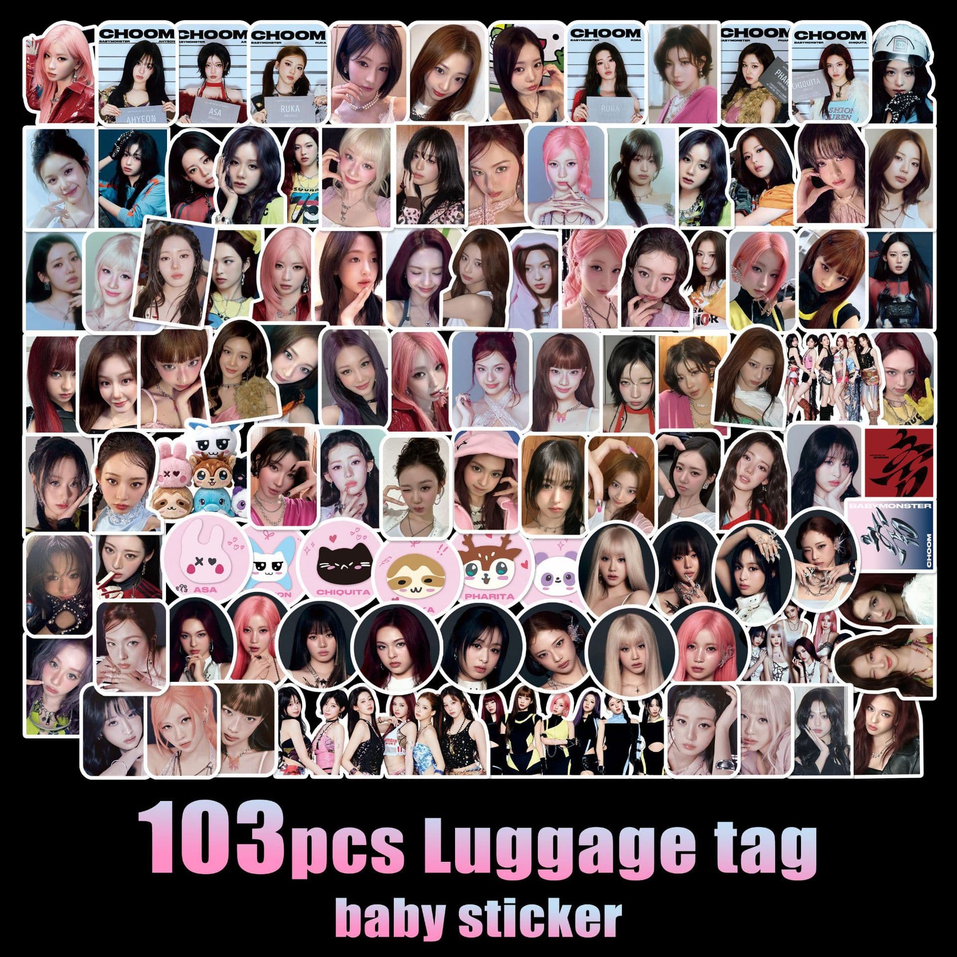 103 BABYMONSTER stickers, baby monster album (CHOOM), cute luggage stickers around Zheng Yaxian