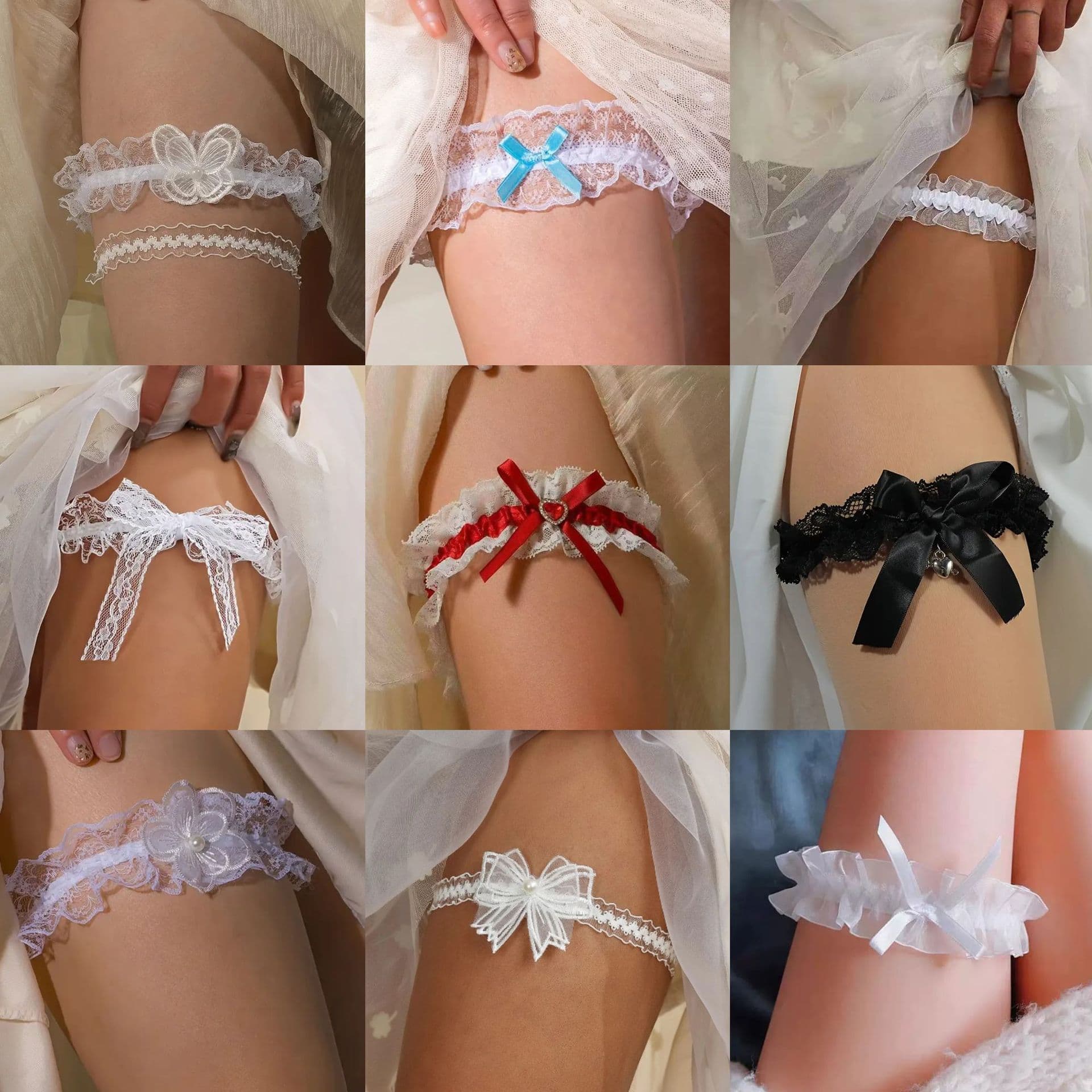 Euro-American leg sleeves lace rhinestone elastic adjustable thigh rings garter belts wedding supplies bridal wedding leg flowers.
