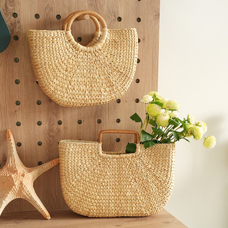 Wholesale Beach Travel Gourd Straw Ins Handmade High-Appearance Photo Prop Woven Moon Style Versatile Handmade Bag