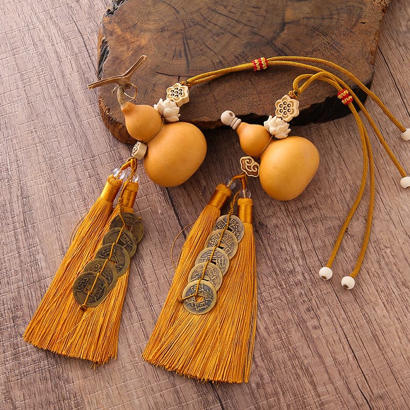 Door-to-door Five Emperor Coins open gourd pendant, car hanging, main door foyer living room bedroom coin natural gourd ornament.