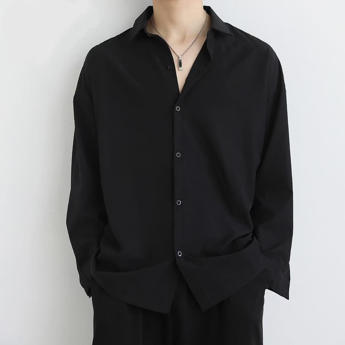 New Chiffon Korean-Style Long-Sleeve Shirt, Trendy Casual Spring and Autumn Fashion Brand, Loose and Stylish, Versatile for Men