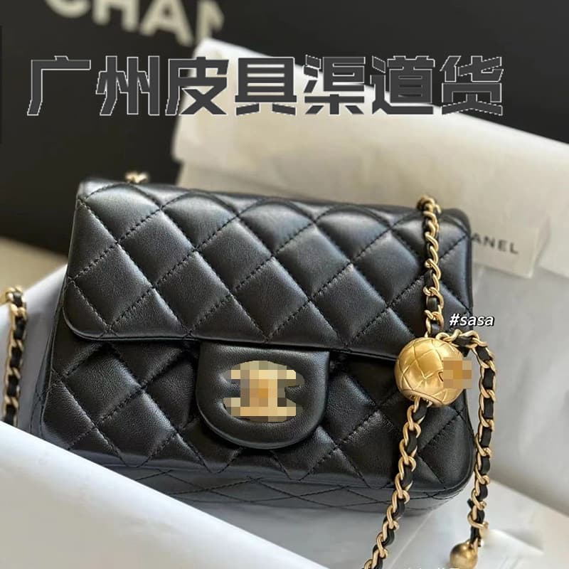 High-Quality Small Gold Ball Square Flap Bag Lambskin Classic Chanel-Style Diamond Quilted Chain Lady Bag Shoulder Crossbody Bag