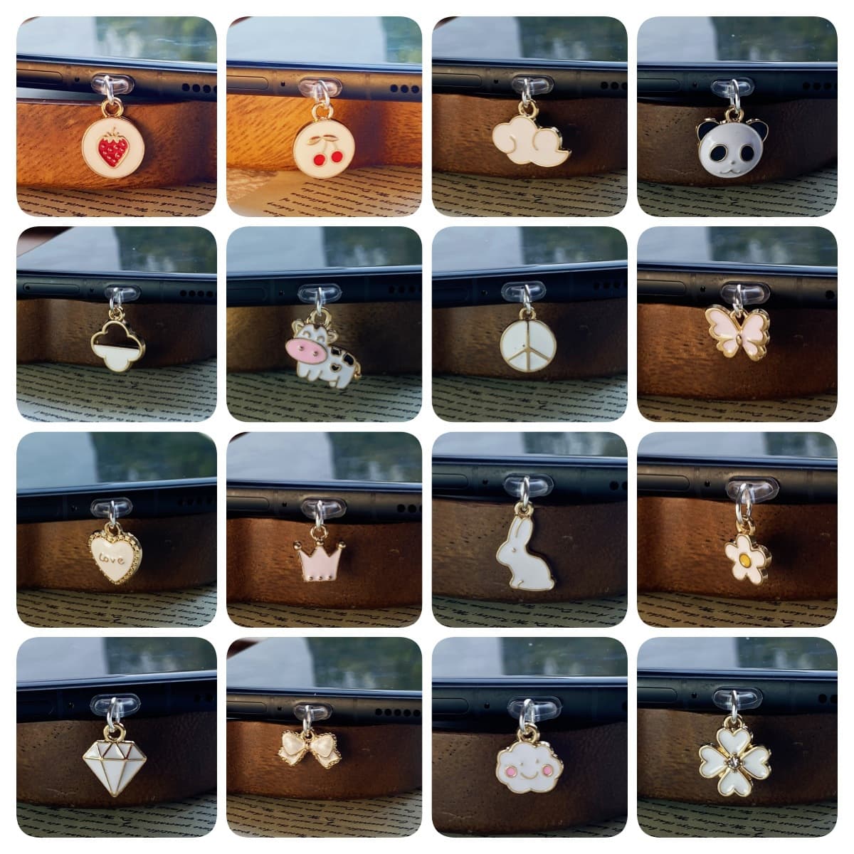 Amazon New White Series Enamel Cartoon Cat Character Dust Plug for Phone, Waterproof and Wear-Resistant Material