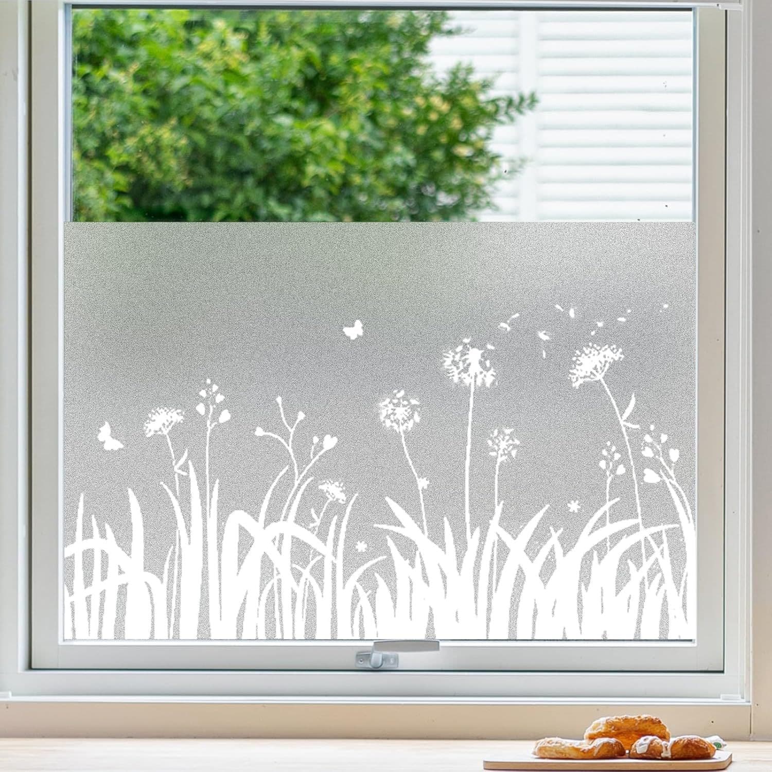 Static-free adhesive decorative bathroom and shower glass film, window anti-peeping, sunshade, light transmission, and UV protection stickers.