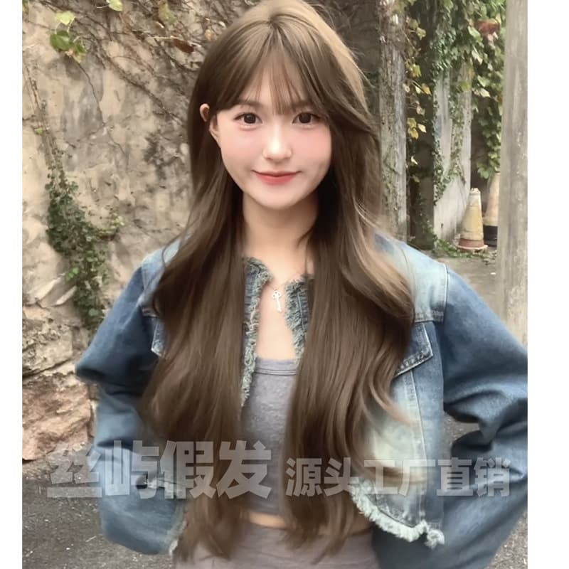 Wholesale Wig for Women with Long Hair, Full Headband, Long Curly Hair, Daily Natural French Big Wave Imitation Full Human Hair Wig Set