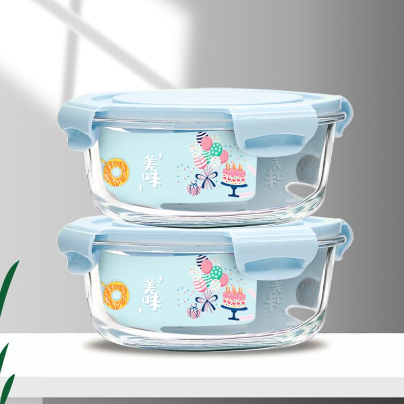 Transparent Glass Lunch Box Sealed Bento Fridge Storage Box with Lid Glass Bowl Food Container Heat-Resistant Microwave Meal Box