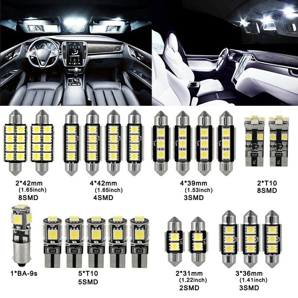 Cross-border Supply 23PCS Car Interior Reading Light T10 5050 W5W Double Pin Decoding Set LED Car Light