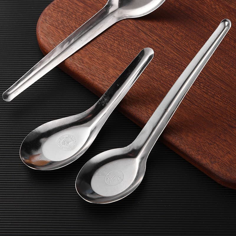 Stainless Steel Flat Bottom Soup Spoon Commercial Use Adult Dinner Spoon Modern Simple Style Pure Color Soup Ladle for Breakfast Porridge