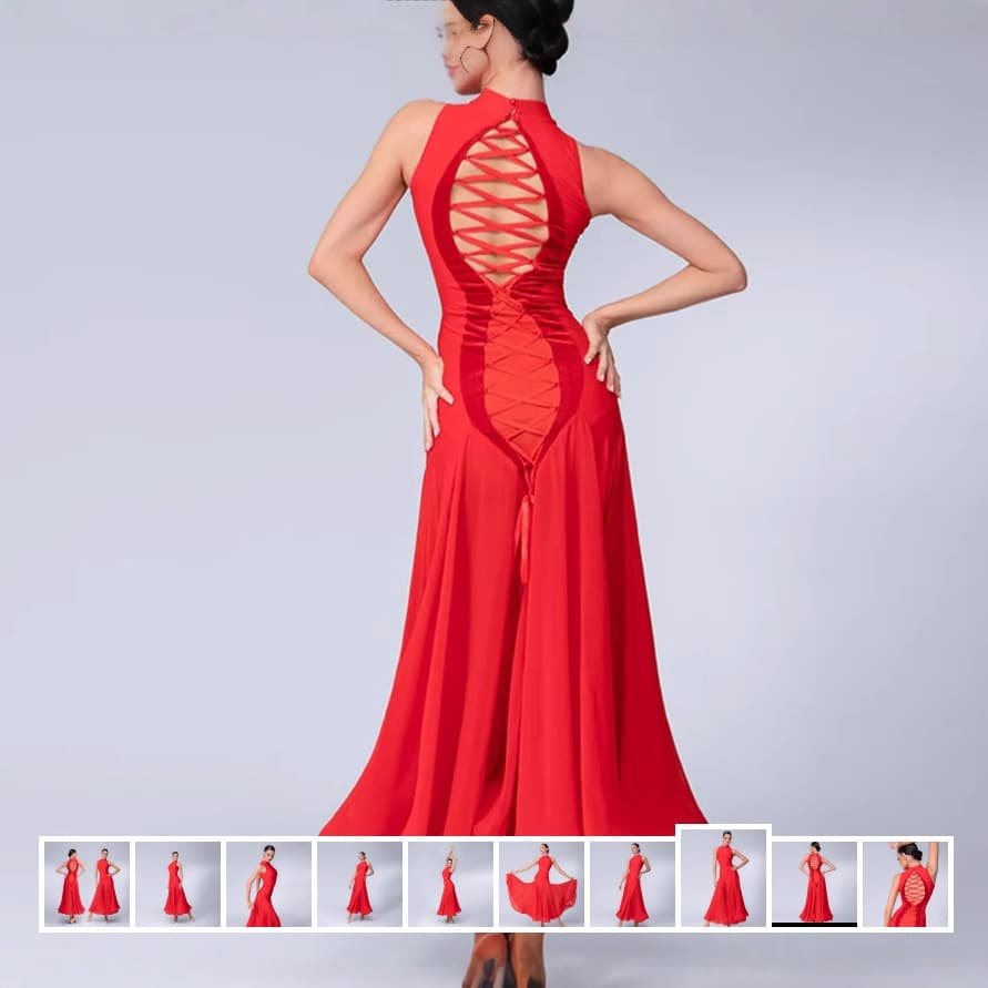 Yilin Feier Adult Modern Dance Dress 2133 Crystal Cotton Ballroom Dance Costume Patchwork Climbing Rope Design