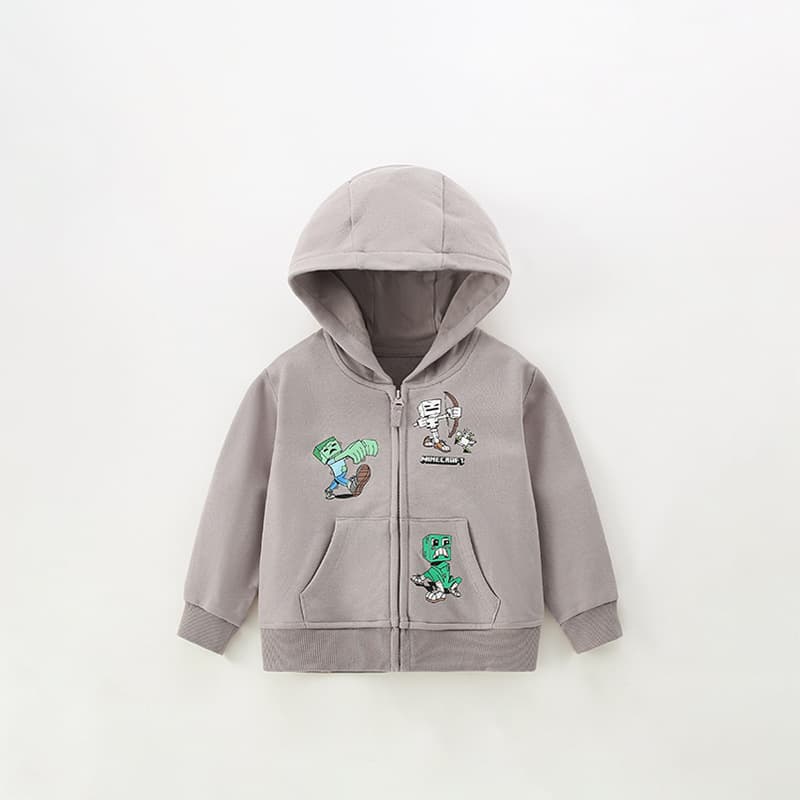Boys Hoodie Jacket Fall Winter New Hooded Stylish Print Zip-Up Shirt European American Toddler Cardigan Casual Top