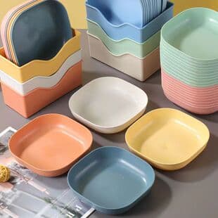 Dropshipping Bone Plate Household Wheat Straw Table Bone Plate with Base Snack Dessert Appetizer Small Plate