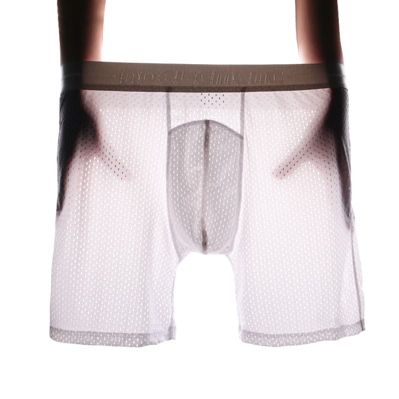 Men's Extra Long Sports Ice Silk Running Briefs Anti-Wear Large Size Comfortable Breathable Flat Angle Underwear
