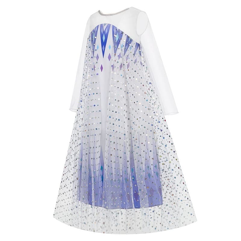 Frozen Princess Dress Elsa White Birthday Performance Dress Girls Dress