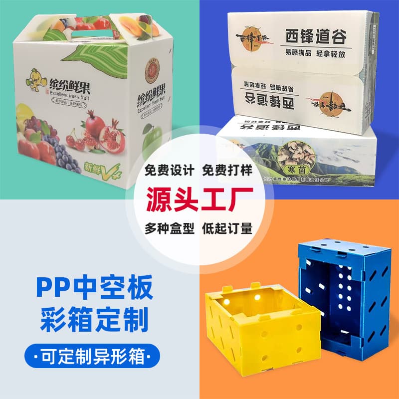 Food-grade PP hollow board color box, foldable, waterproof and moisture-proof fruit and vegetable packaging gift box, transit cold chain hollow board box