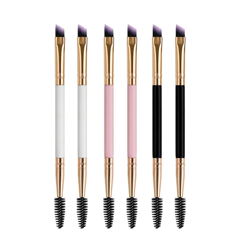 PEPENEY double-headed eyebrow brush spiral bevel makeup brush eyelash brush wooden handle single package is convenient for beauticians to carry