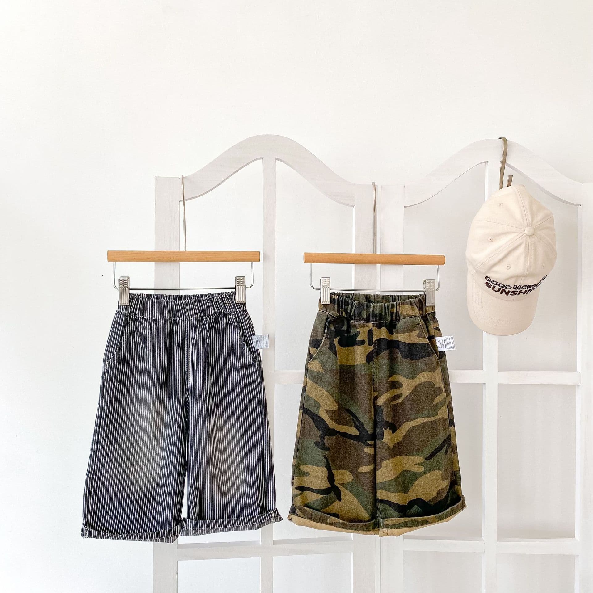 Spring and autumn trendy workwear camouflage casual pants boys loose overalls men and women versatile striped jeans trousers
