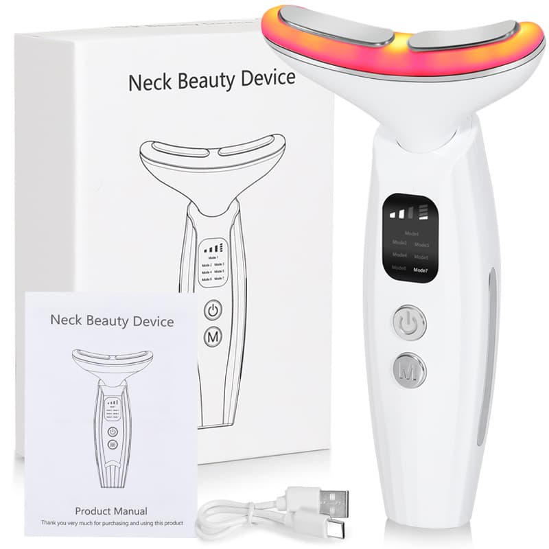 Portable Facial Neck Massager Beauty Skin Device Light Heating Vibration Anti-Aging Wrinkle Reducing Skin Tightening Neck Lift