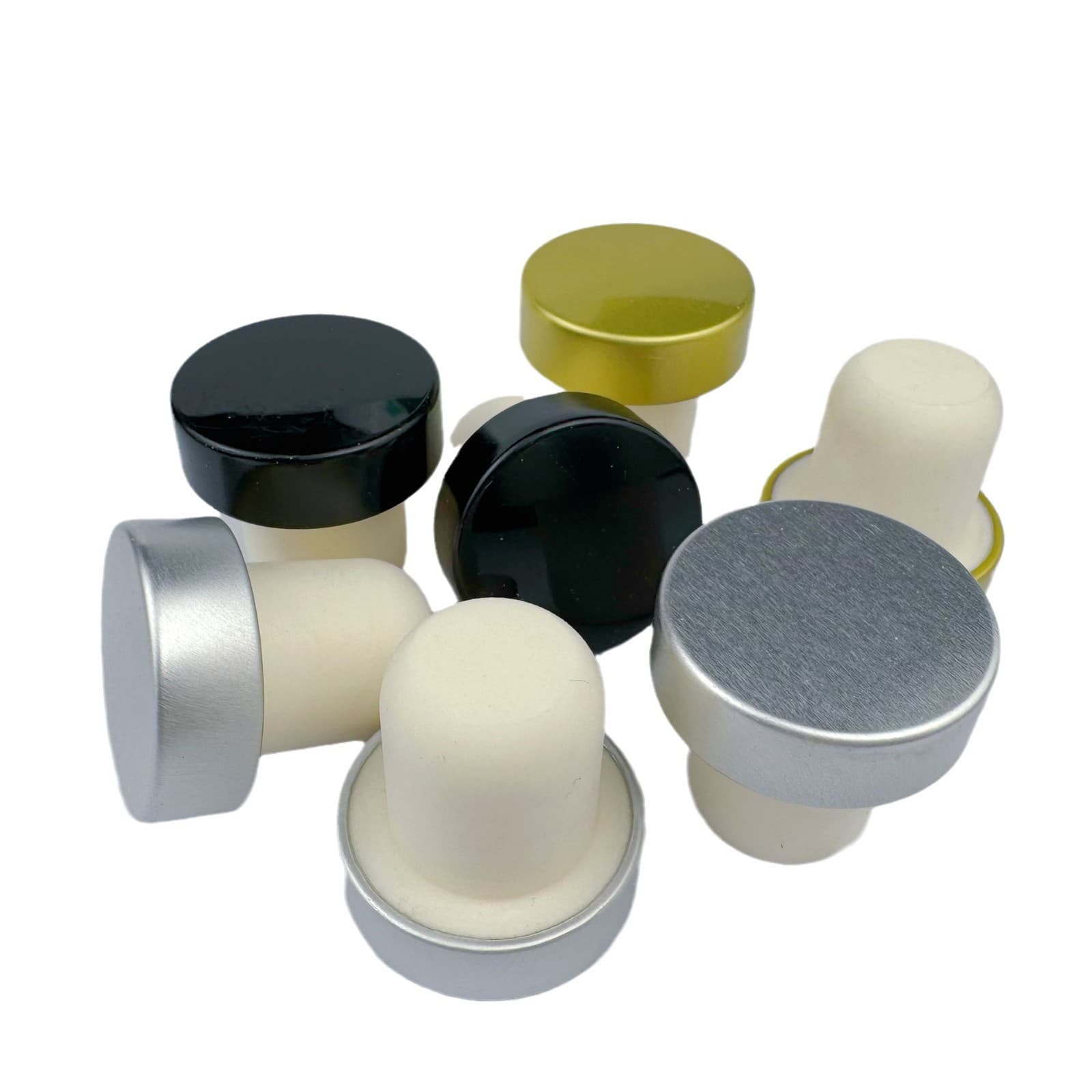 Aluminum Skin Polymer Stoppers T-Type Oxidized Aluminum Bottle Caps for Perfume/Glass Bottles, TPE Bottle Stoppers Wholesale Supply