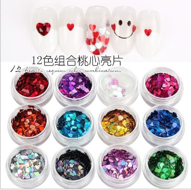 Nail art accessories ultra-thin laser magic heart nail polish glue patch eye makeup eyelash decoration heart-shaped sequins