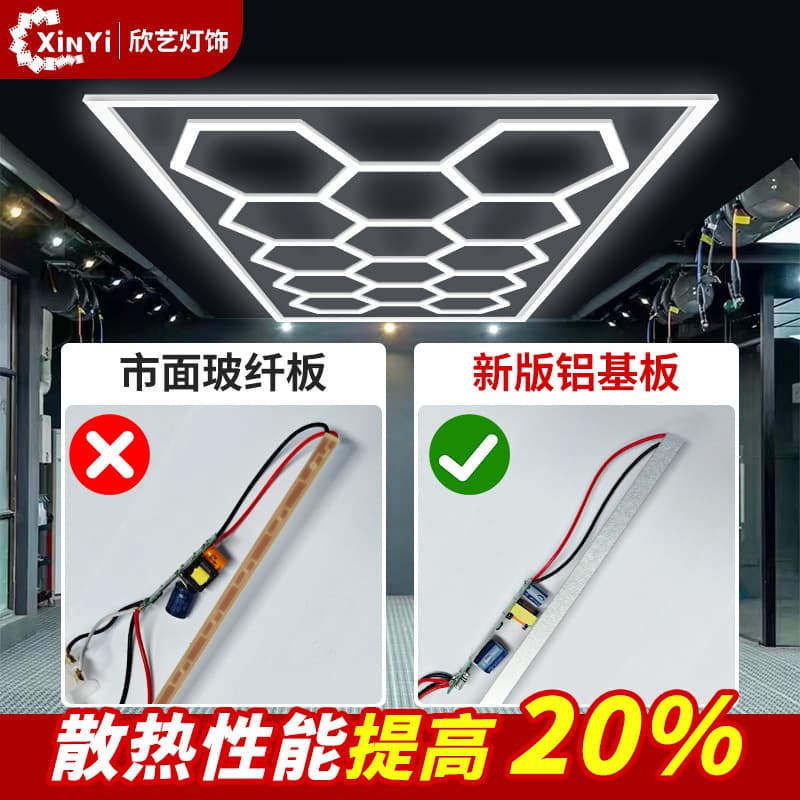 2025 New Car Wash Light LED Barber Shop Office Ceiling Garage 6500K Honeycomb Hexagonal Light