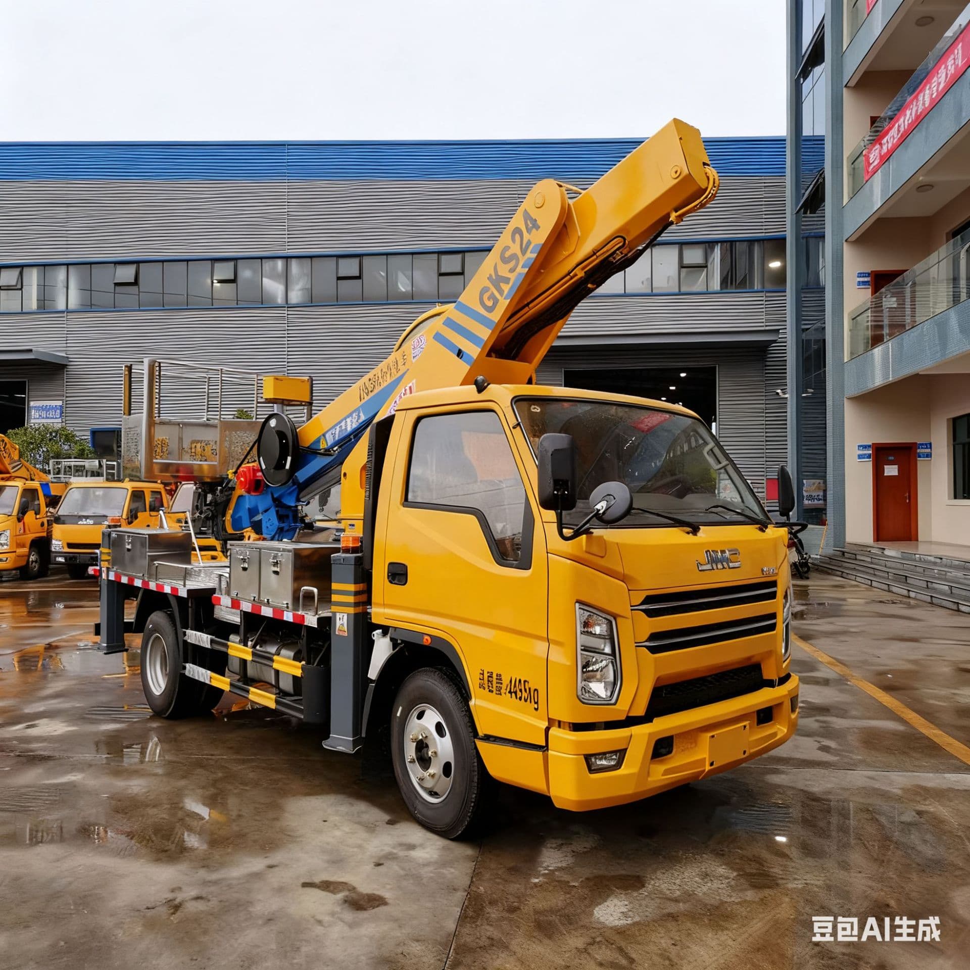 China VI JMC Shunda Wide-body Single Row 24m Blue Plate Aerial Work Truck, Street Light Installation and Maintenance Elevating Vehicle