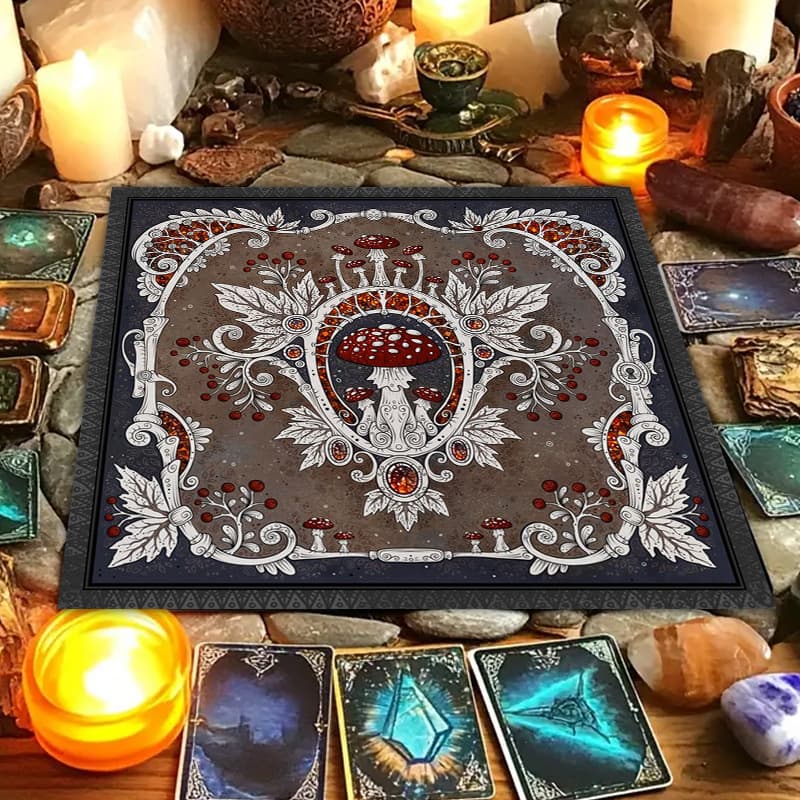 Cross-Border Hot Selling Vintage Moon Phase Cat Altar Cloth Five-Pointed Star Tarot Card Black Oracle Mat Tarot Tablecloth Mat Cloth