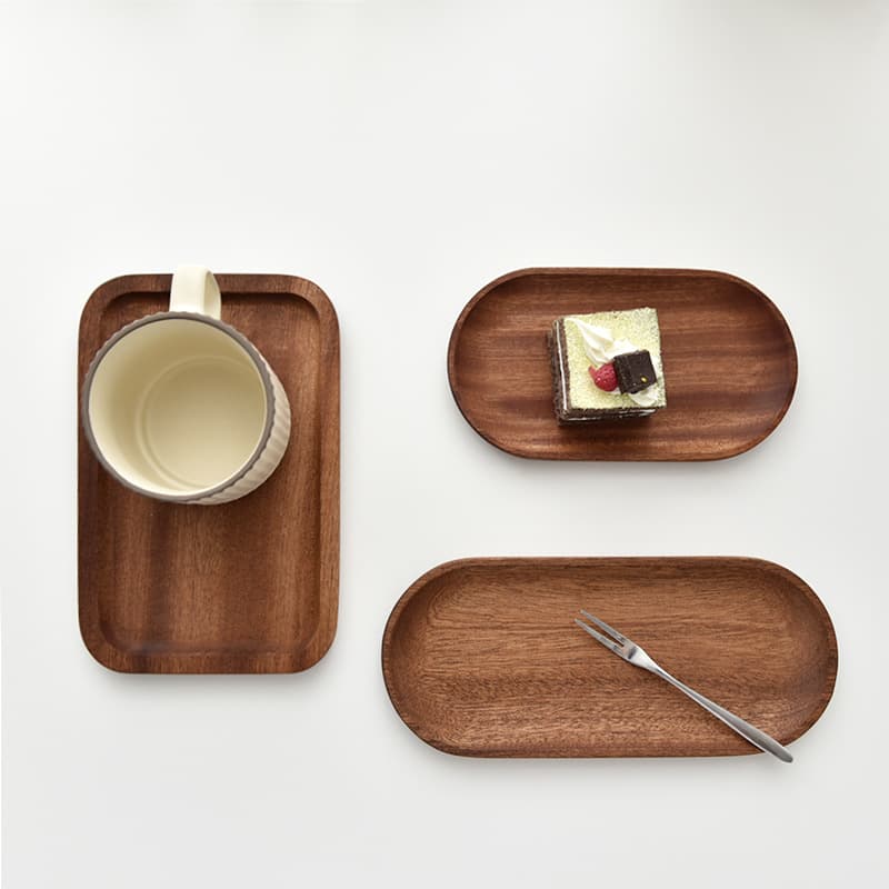 Factory direct sales of solid wood plates, trays, snack plates, dessert plates, and oval wooden trays.