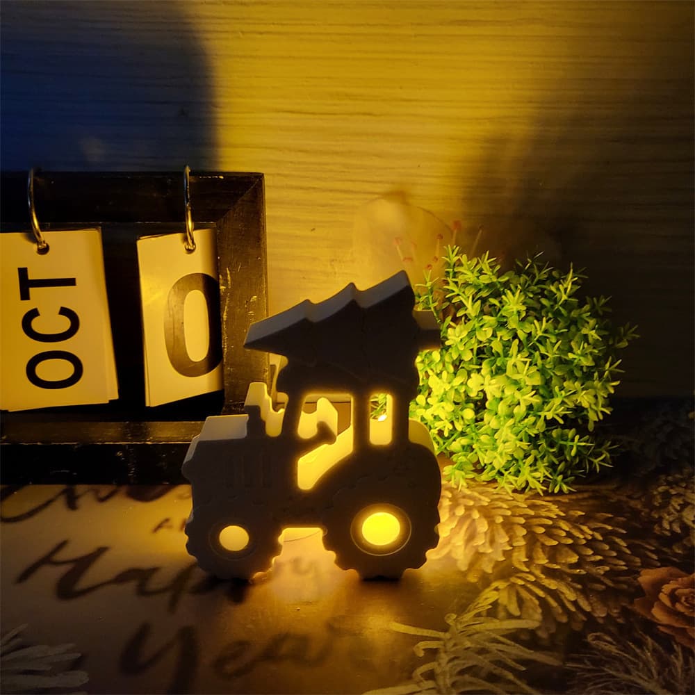 S0898 Tractor Pulling Christmas Tree Ornament Decoration Cement Plaster Mold DIY Silicone Mold