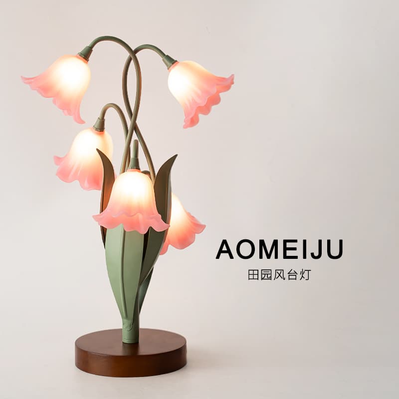 Cross-Border Lily of the Valley Flower Table Lamp Bedroom Decoration Artificial Flower Night Light Atmosphere Lamp Study Room Cozy Zhongshan Lighting Fixtures