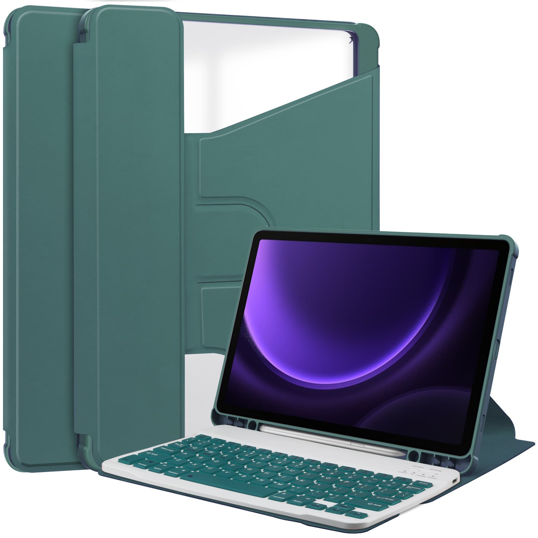 Compatible with 2025 Samsung A11 Plus Bluetooth Keyboard Case A9 Split Rotating A9+ Acrylic Rotating Protective Case