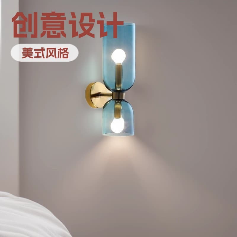 Creative Minimalist American Style Bedside Wall Lamp for Bedroom Hotel Nordic Living Room Background Wall Light Postmodern Simple