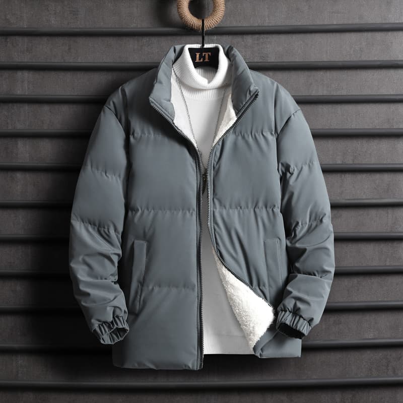 L-8XL Lamb Fleece Lined Thickened Cross-Border Stand Collar Cotton Coat Men's Autumn Winter Trendy Couples Outwear Jacket