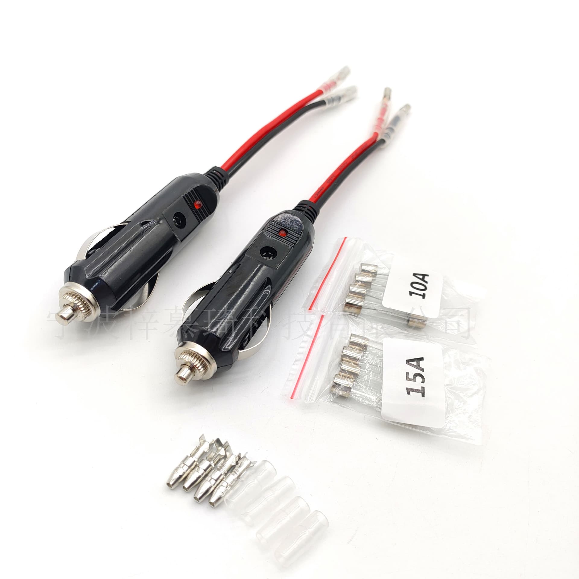 2 Pcs 12V 24V Fuse Cigarette Lighter Plug Male Plug with Leads LED Light 16AWG 1FT 15A Fuse