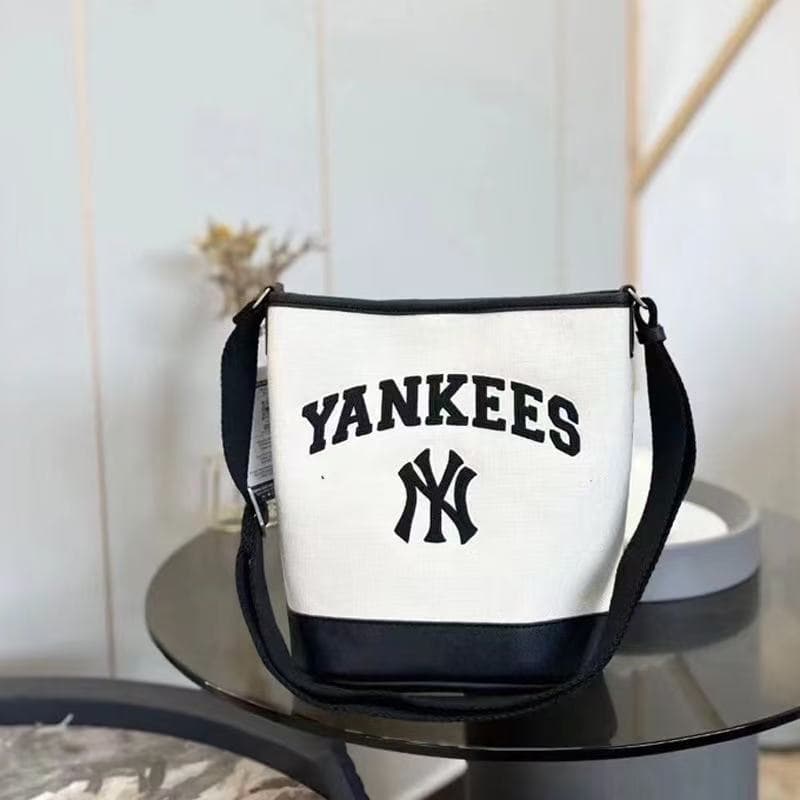 Korean MLB New Tote Bag NY Embroidery Fashion Shoulder Crossbody Handheld Bucket Bag Trendy Women's Bag