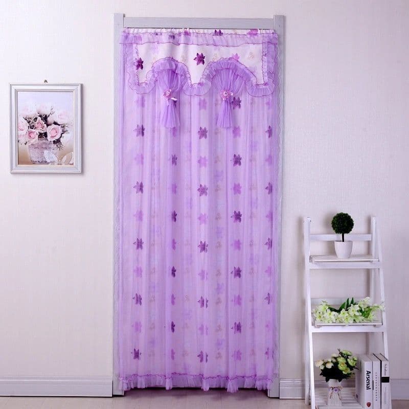 Door Curtain Lace Double-layer Fabric Bedroom All-season Household Living Room Partition Curtain, Mosquito-proof Decorative No-drill New Chinese Style