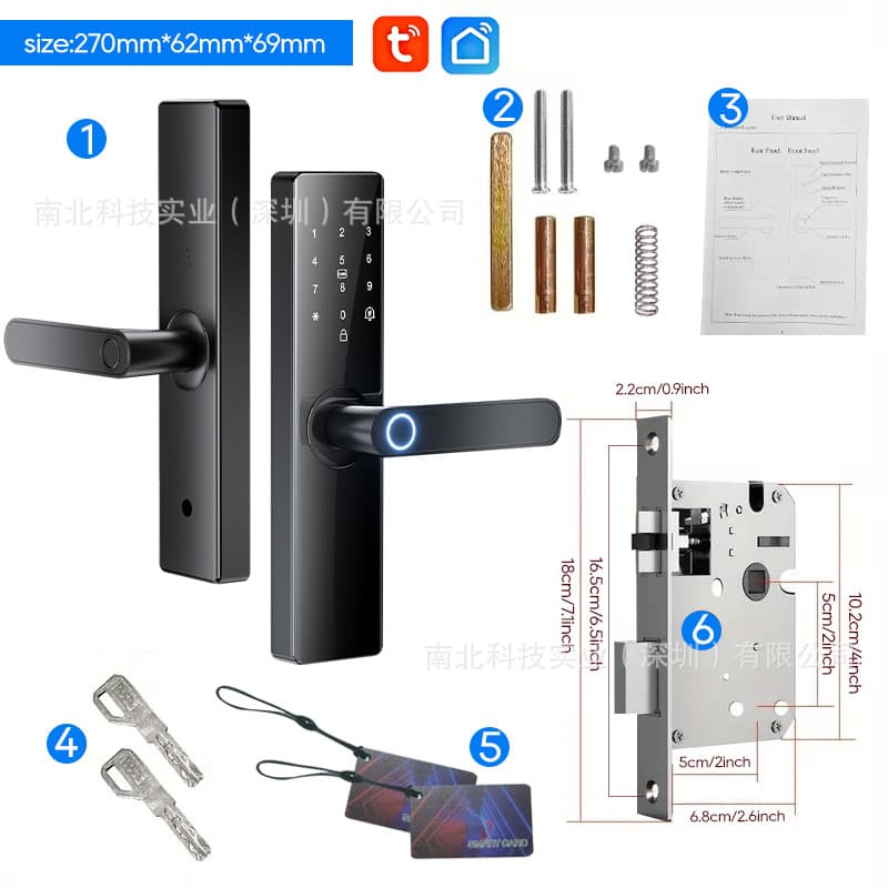 Semi-Automatic Fingerprint Lock Smart Electronic Lock Tuya Smart Lock Password Lock
