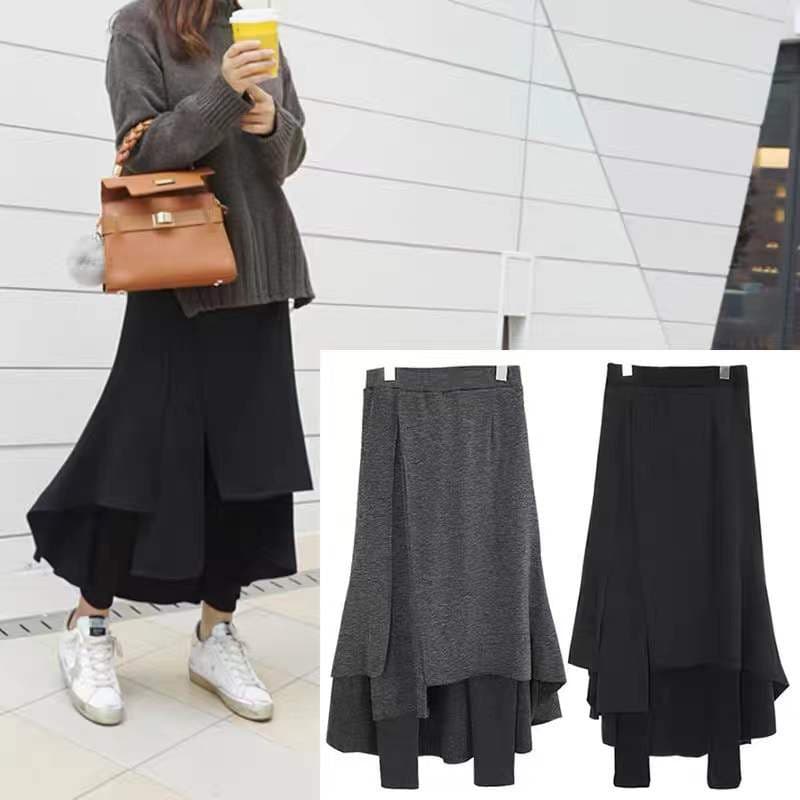 AliExpress Amazon Bestseller Fake Two-Piece Leggings for Women, 200 Jin Plus Size Fat mm Slimming Fleece-Lined Thickened Warm