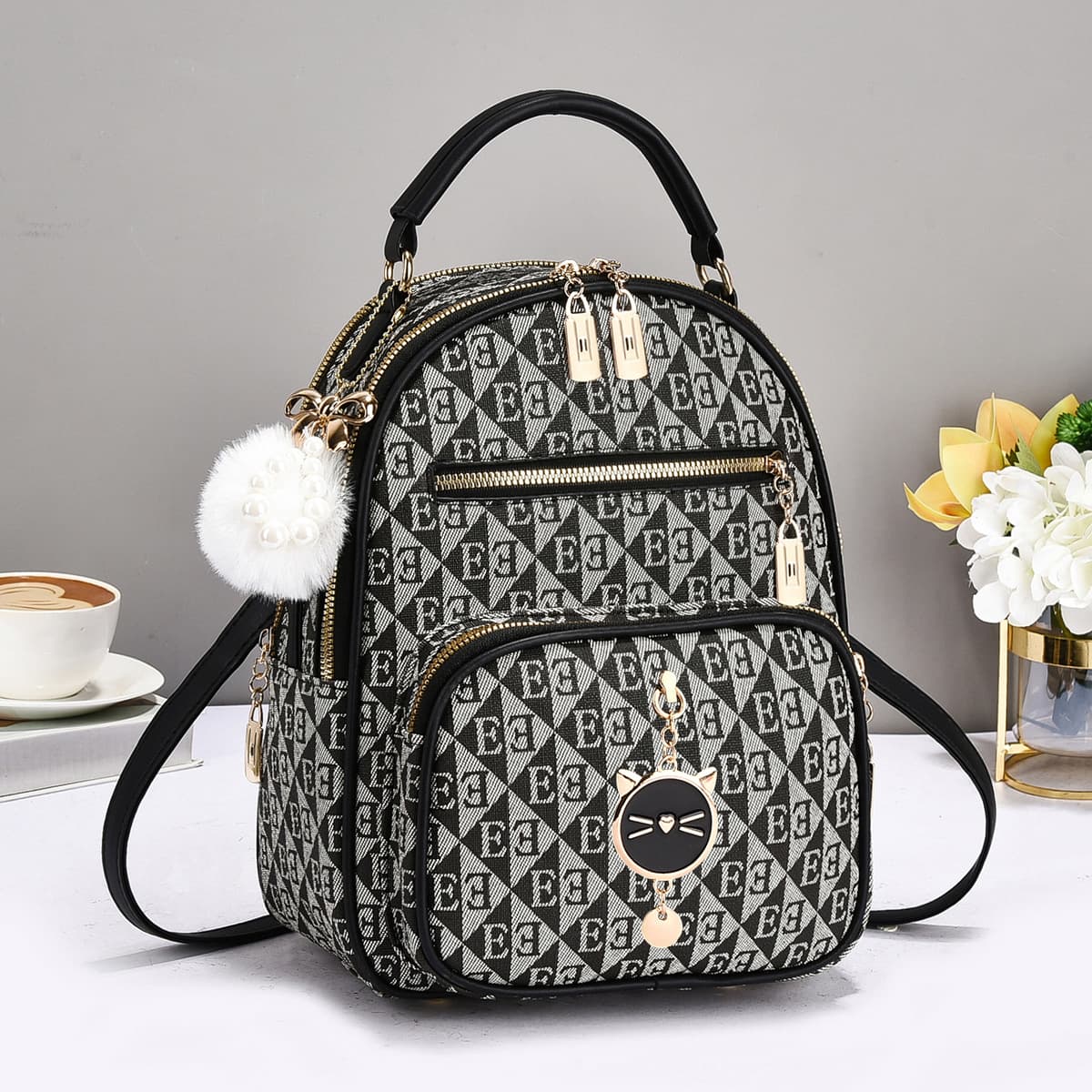 Korean Style Urban Commuter Women's Bag 2026 New Cross-border Chanel-style Fashion Backpack Simple Pendant Bag