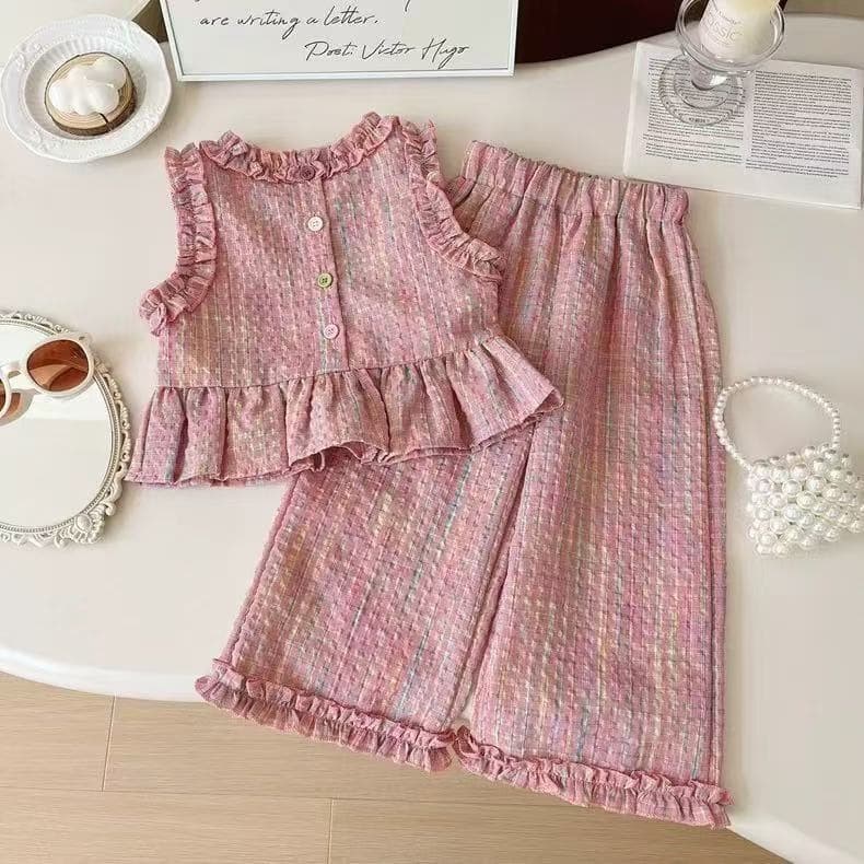 Baby Girl Korean Style Casual Set Summer 2026 New Little Girl Sleeveless Top Thin Wide Leg Pants Two-Piece Set