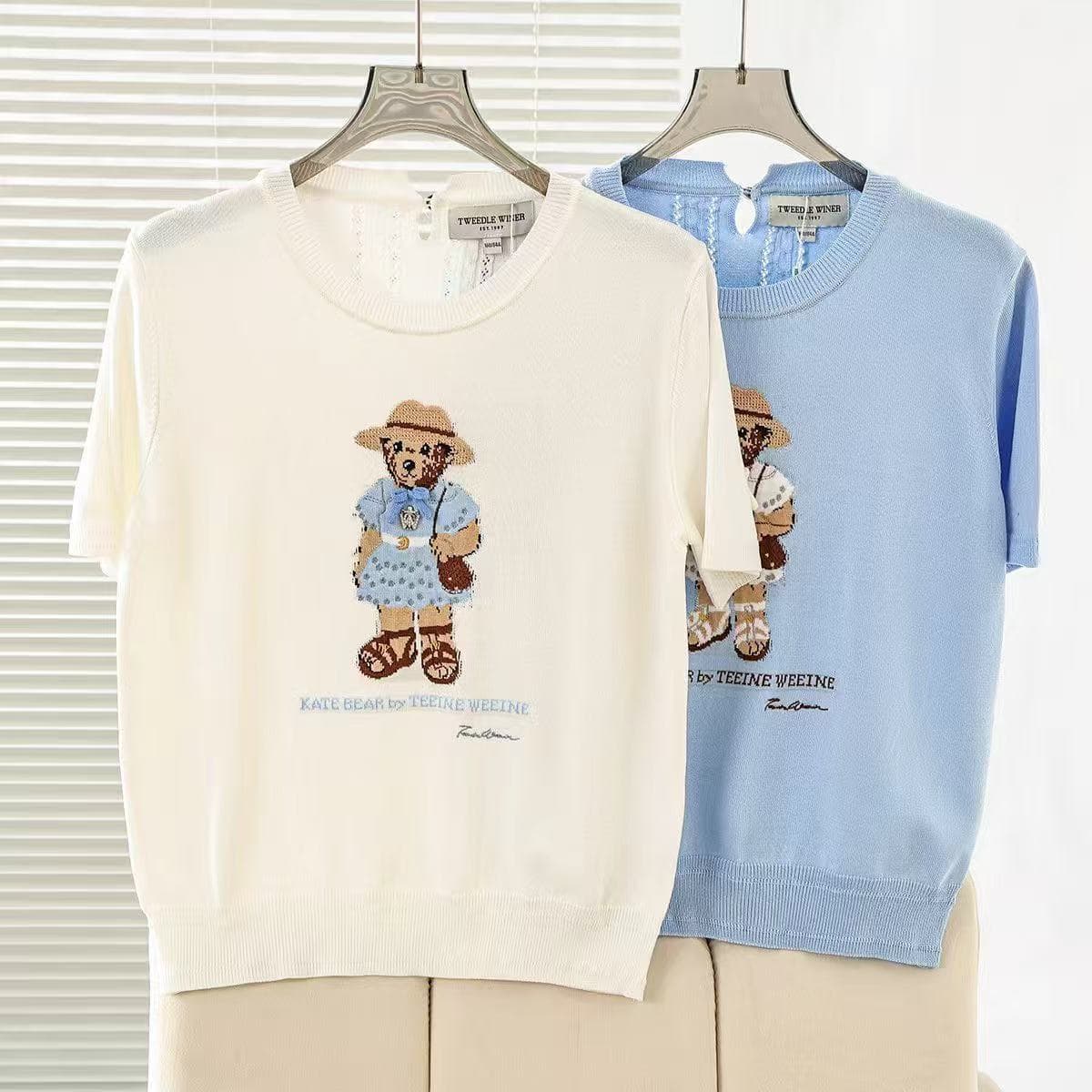 2026 Summer New Women's College Style Round Neck Pullover Knit Sweater Short Sleeve T-Shirt TTKW2625CEK